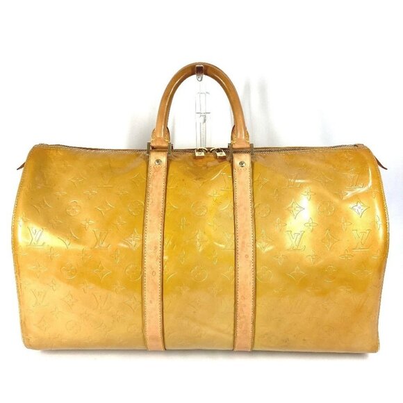 LOUIS VUITTON M91000 MonogramVernis Mercer Bags Travel Bag Duffle Bag Beige - Picture 2 of 16